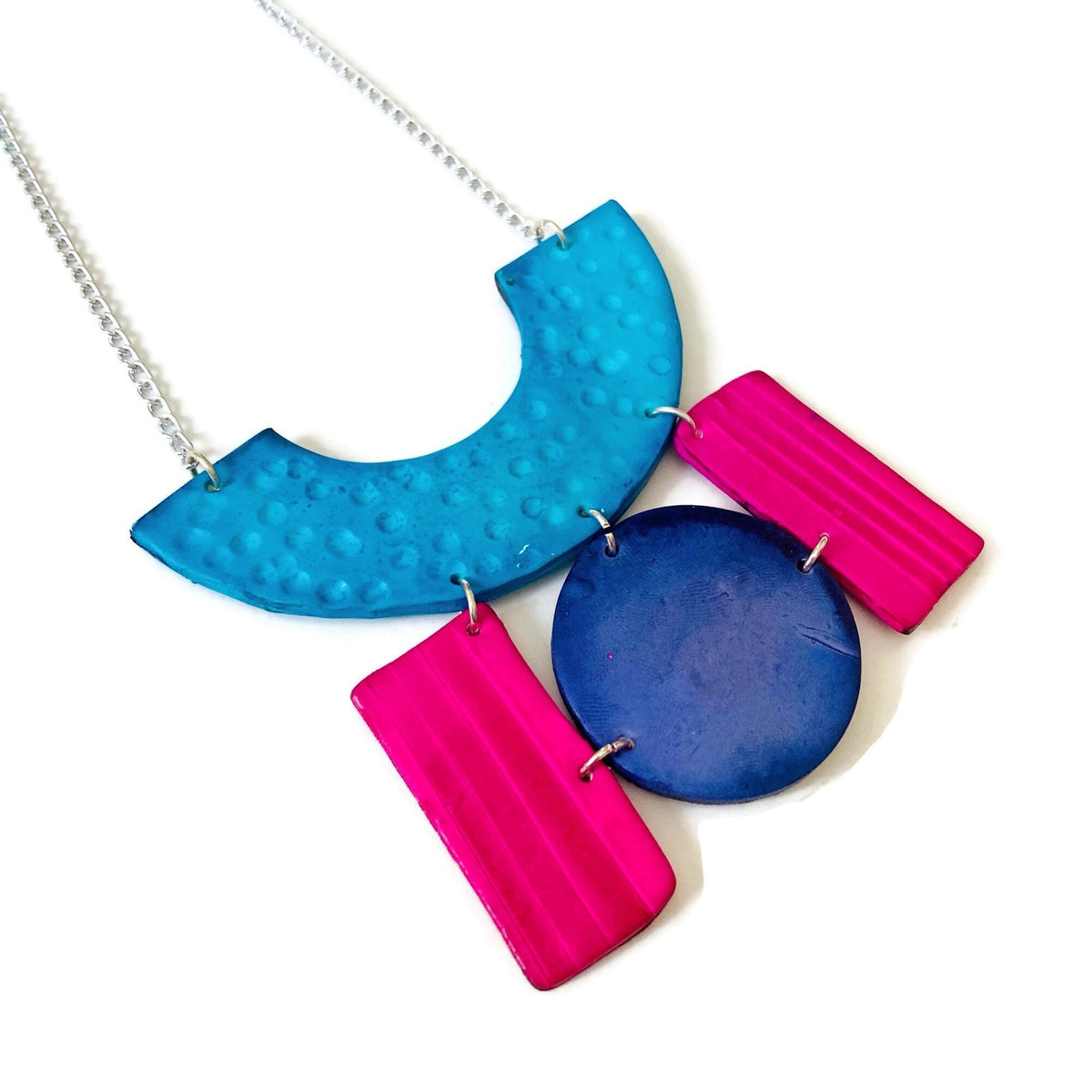 Hot Pink & Blue Geometric Jewelry Set