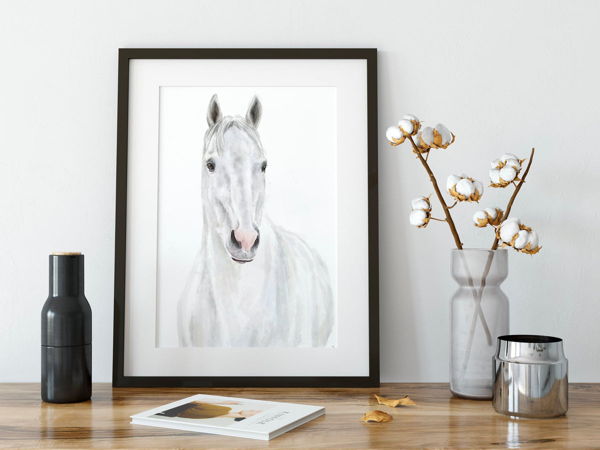 White Horse Wall Art Print
