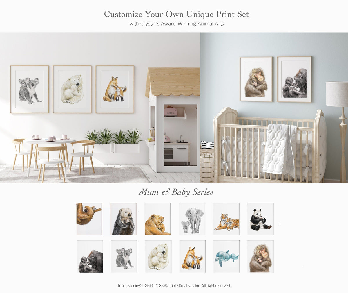 Polar Bear Baby and Mother Art Print