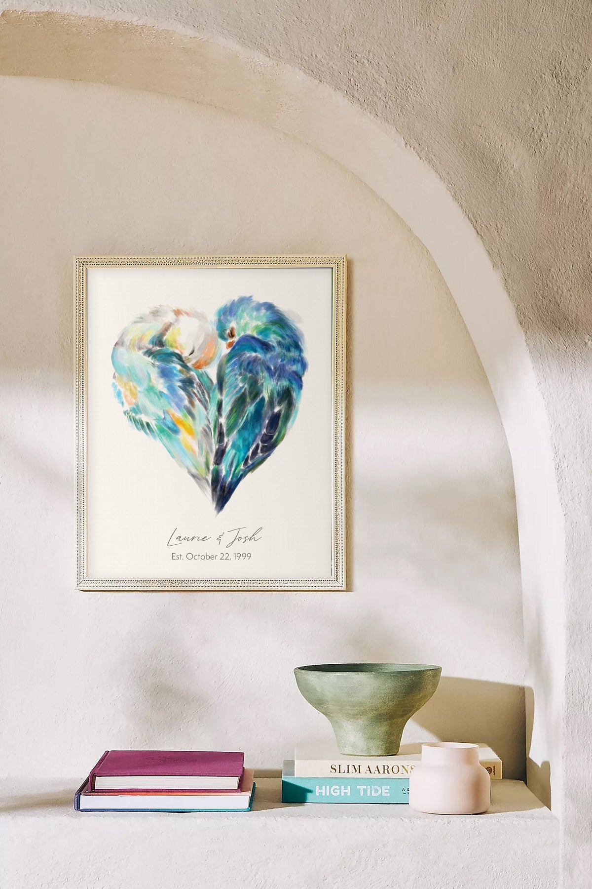 Personalized Lovebird Art Print