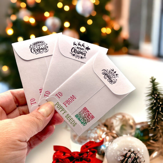 Seed Packages - Christmas - Vintage Design - Ornament or Gift Tag - Includes 10 Packs of seeds
