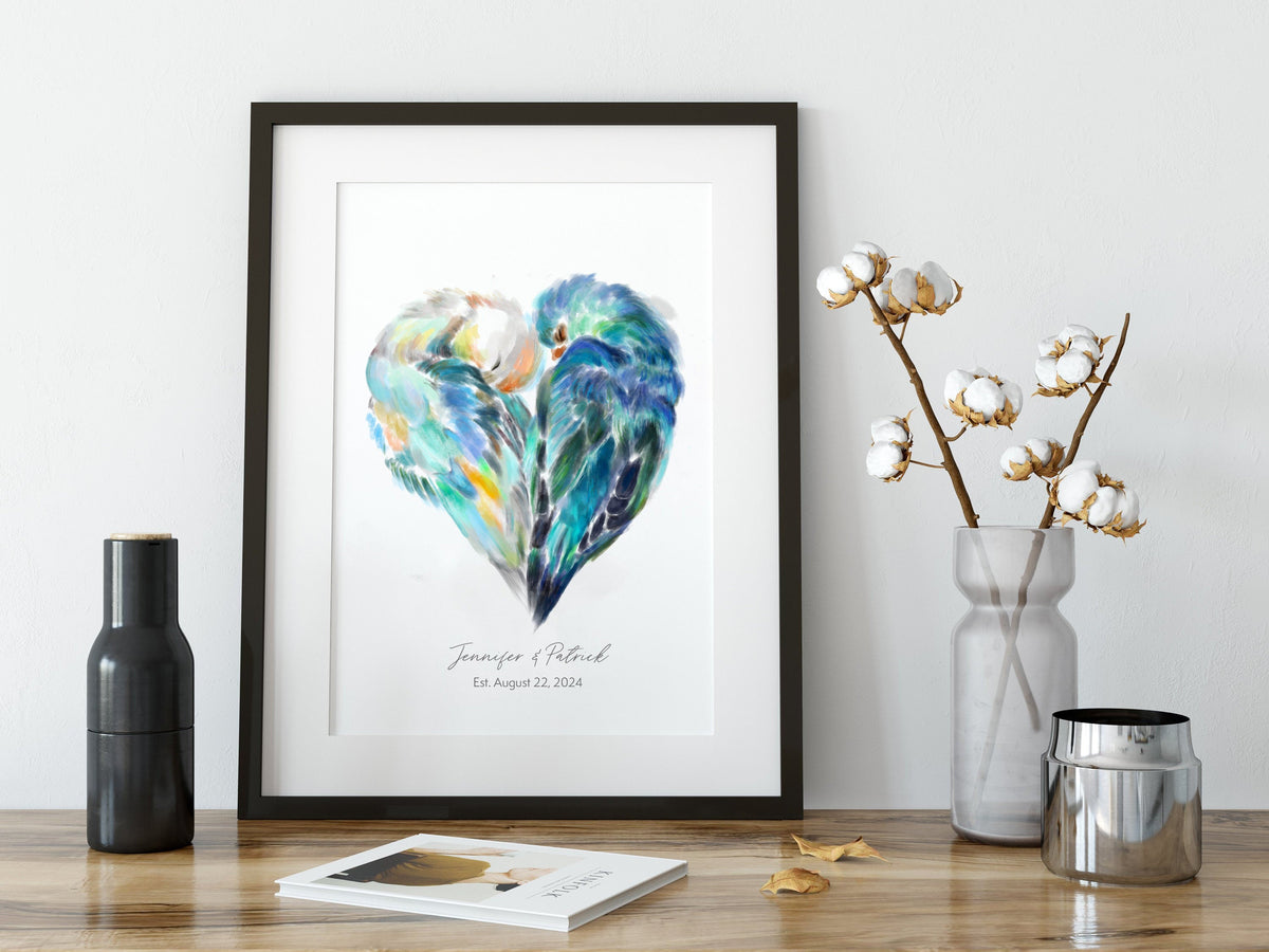 Personalized Lovebird Art Print