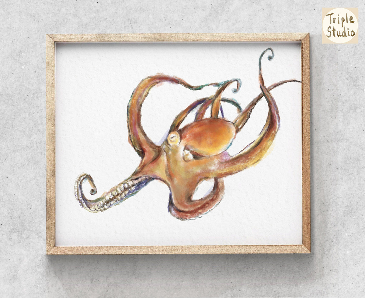 Vibrant Octopus Watercolor Art Print