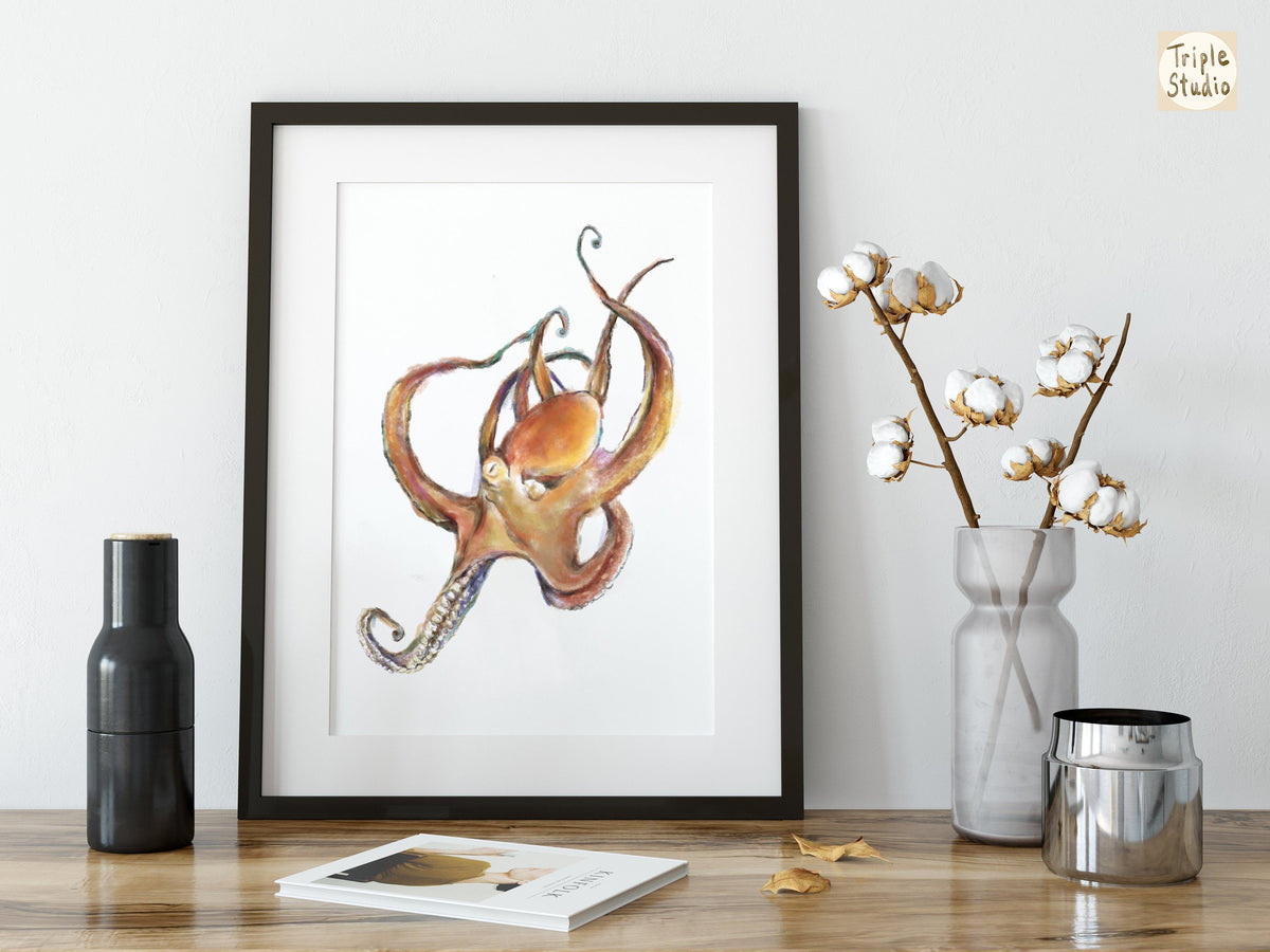 Vibrant Octopus Watercolor Art Print