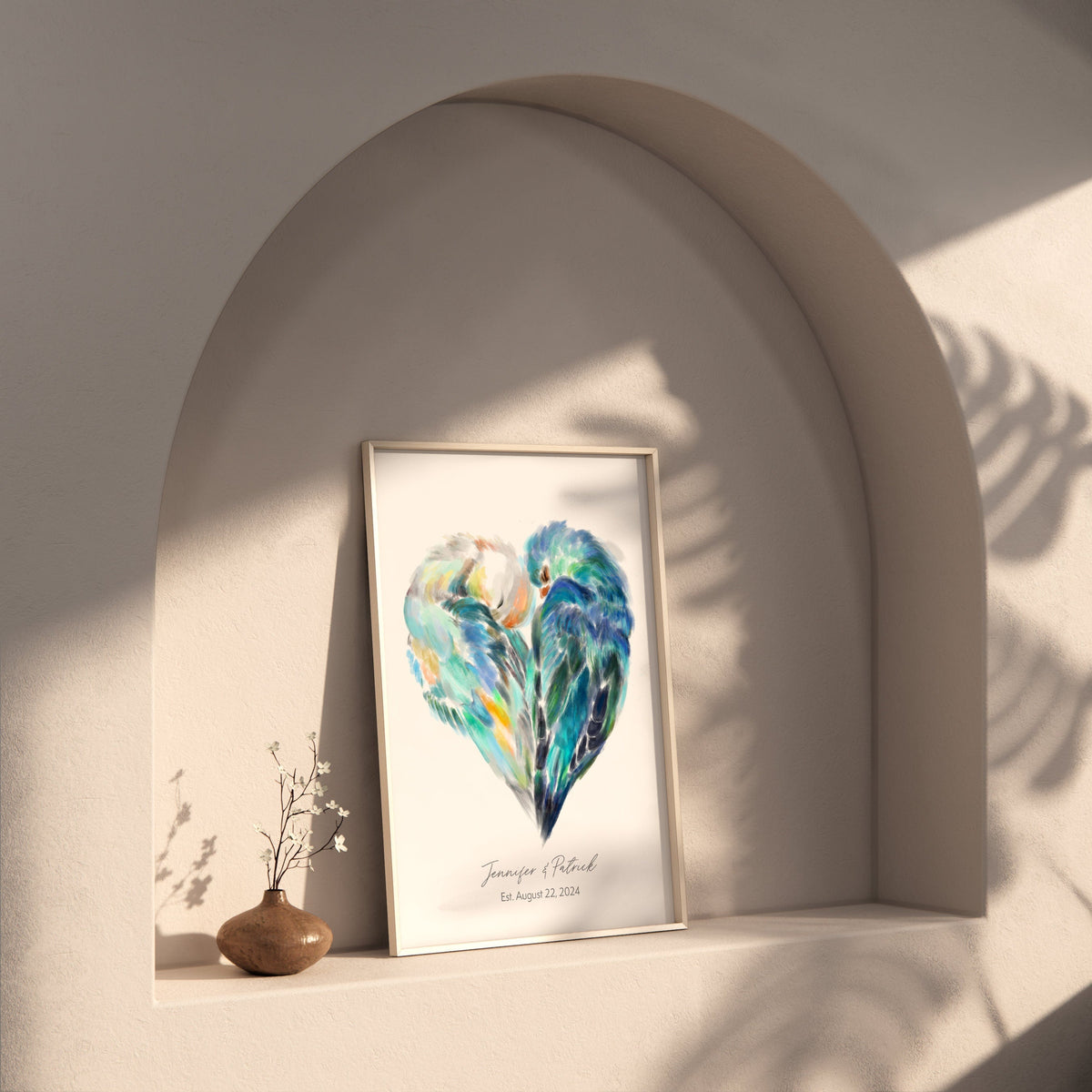 Personalized Lovebird Art Print
