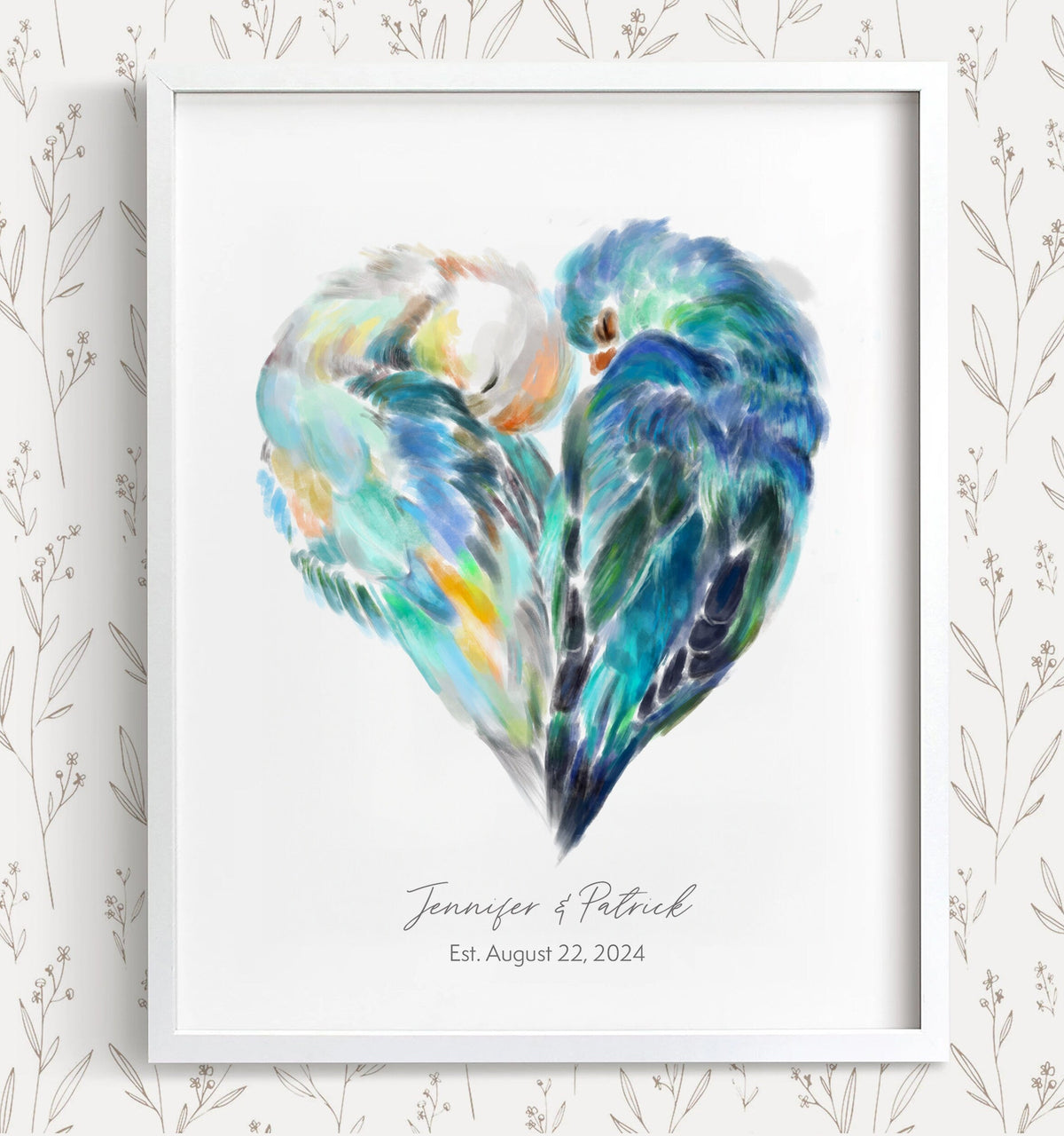 Personalized Lovebird Art Print