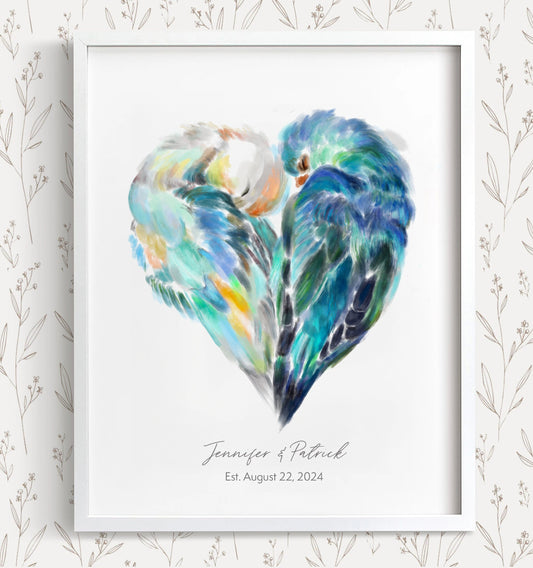 Personalized Lovebird Art Print