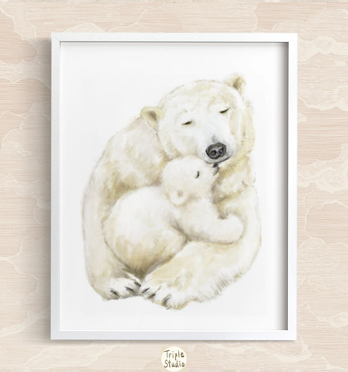 Polar Bear Baby and Mother Art Print