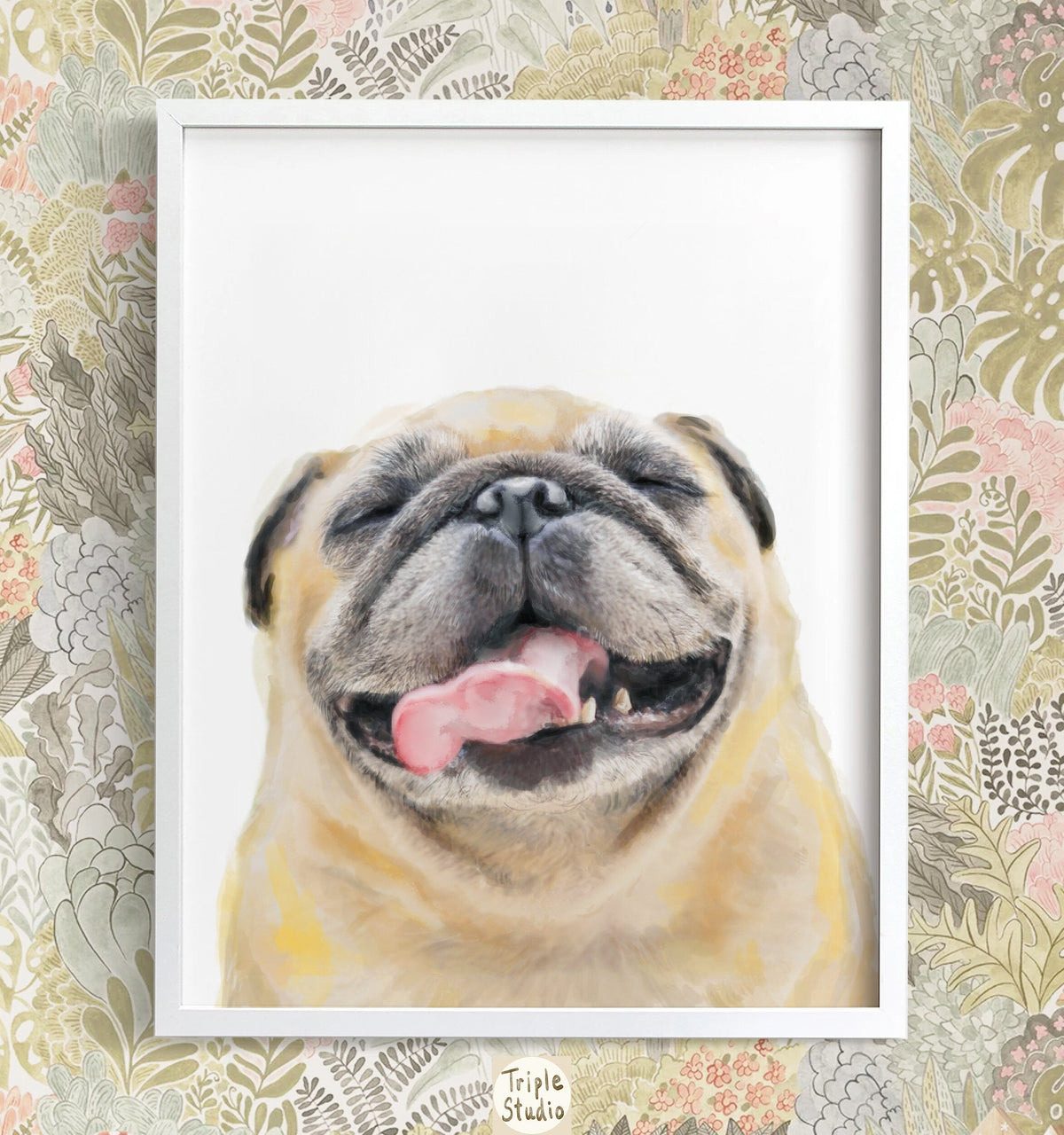Happy Pug Art Print