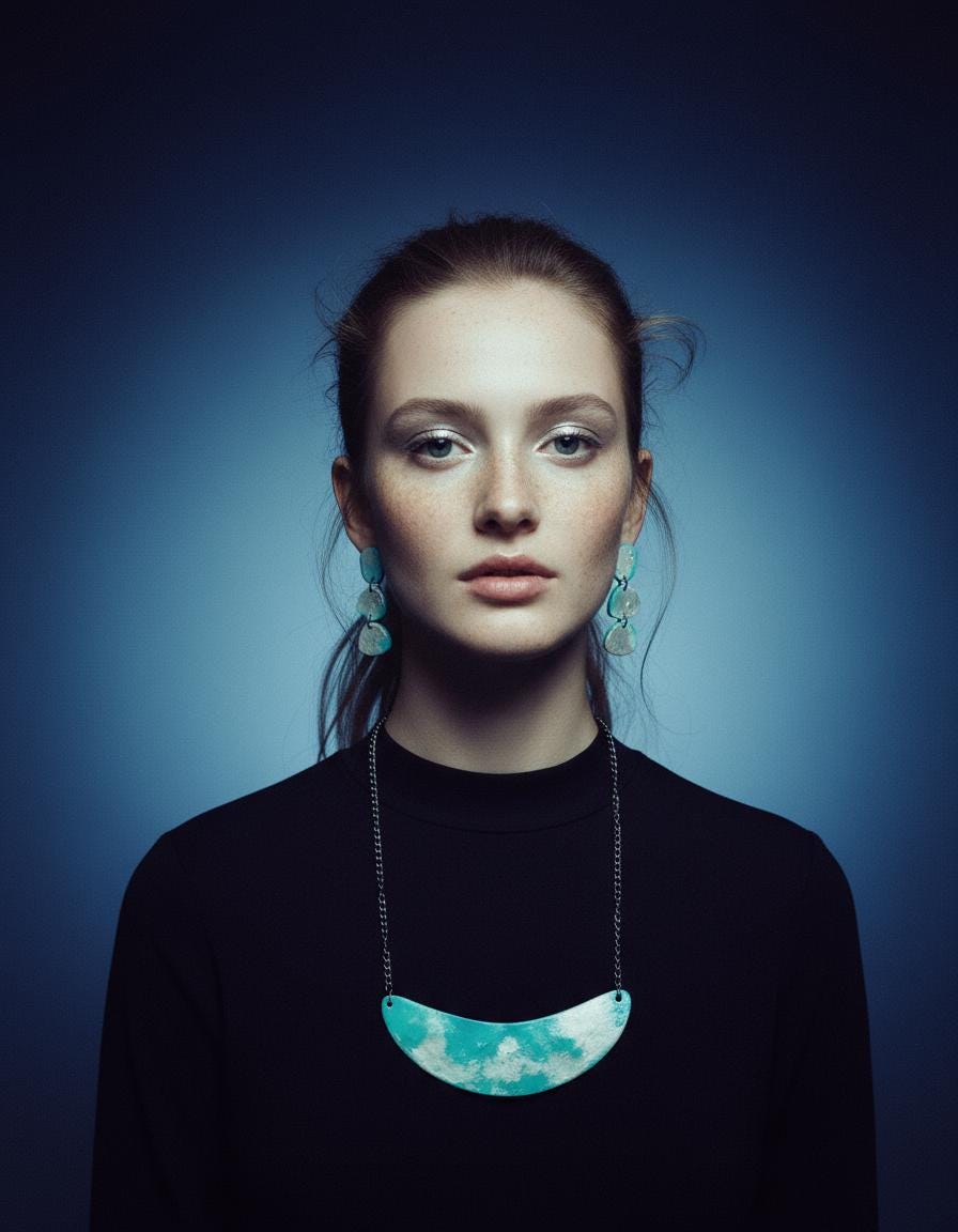 Handmade Necklace & Earrings Set in Turquoise and Silver