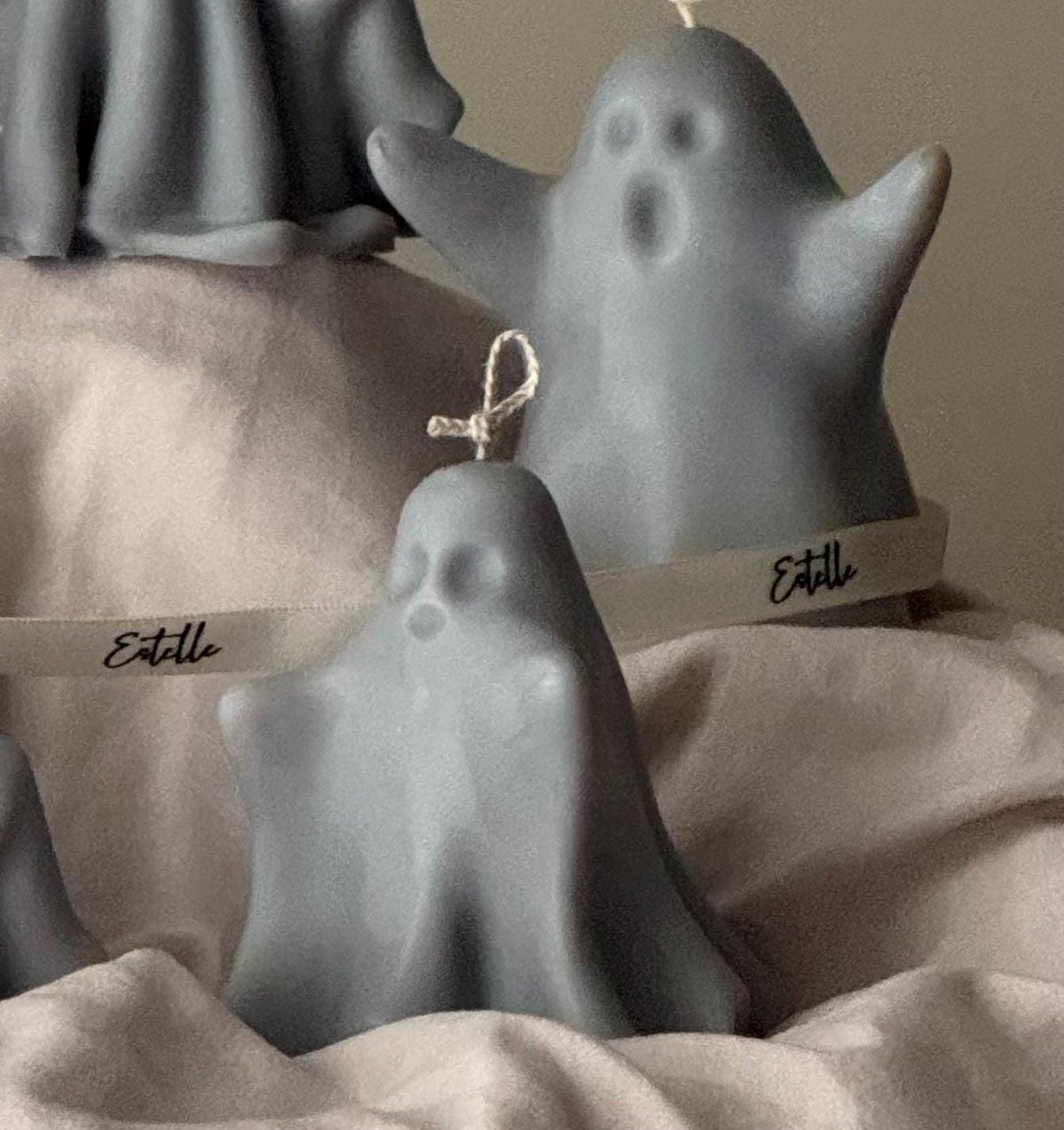 Handmade Ash Halloween Ghost Candle: Sculptural Soy Wax Decor