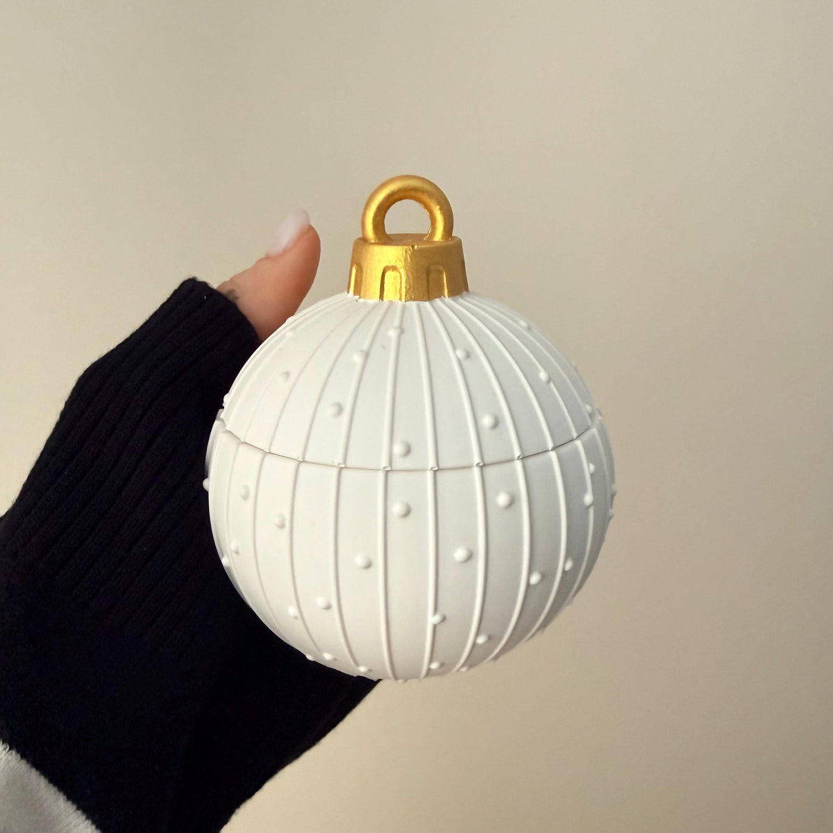 Winter Ornament Bauble Candle – Sculptural Holiday Decor, Handcrafted Soy Wax Candle