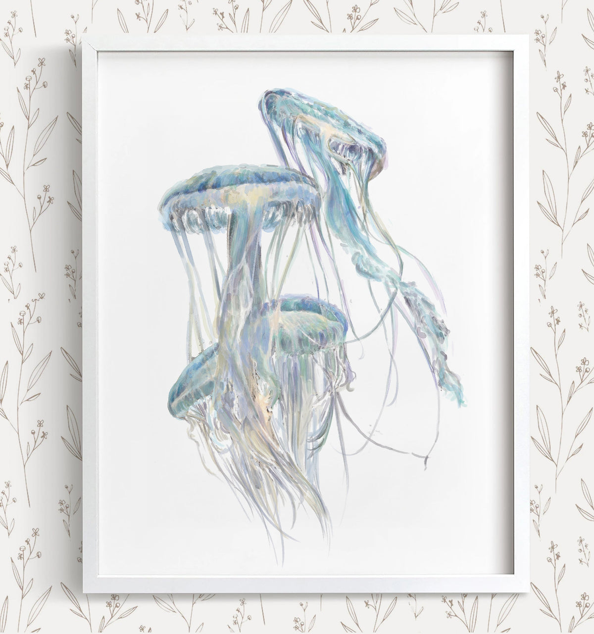 Jellyfish Wall Art | Modern Ocean Watercolor Painting
