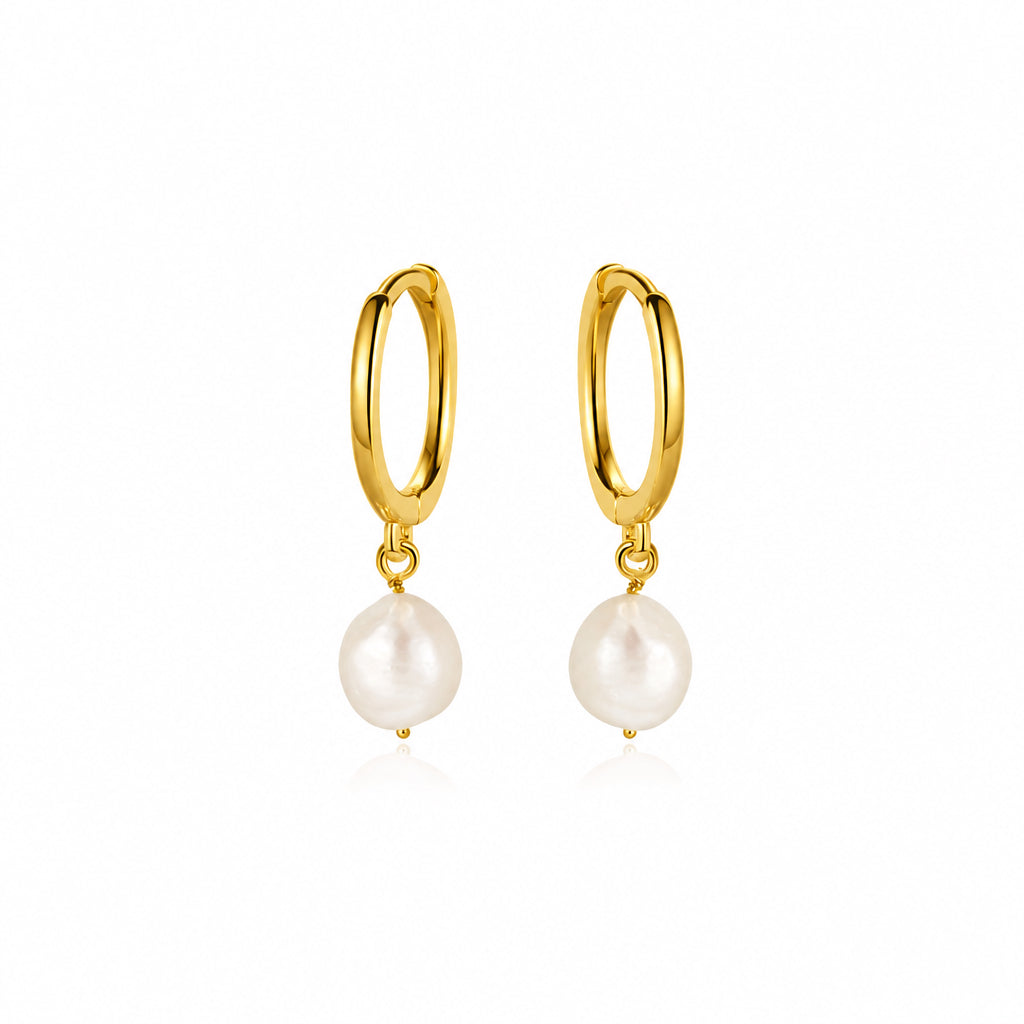 Boucles d'oreilles Huggies Perles Baroques en argent sterling