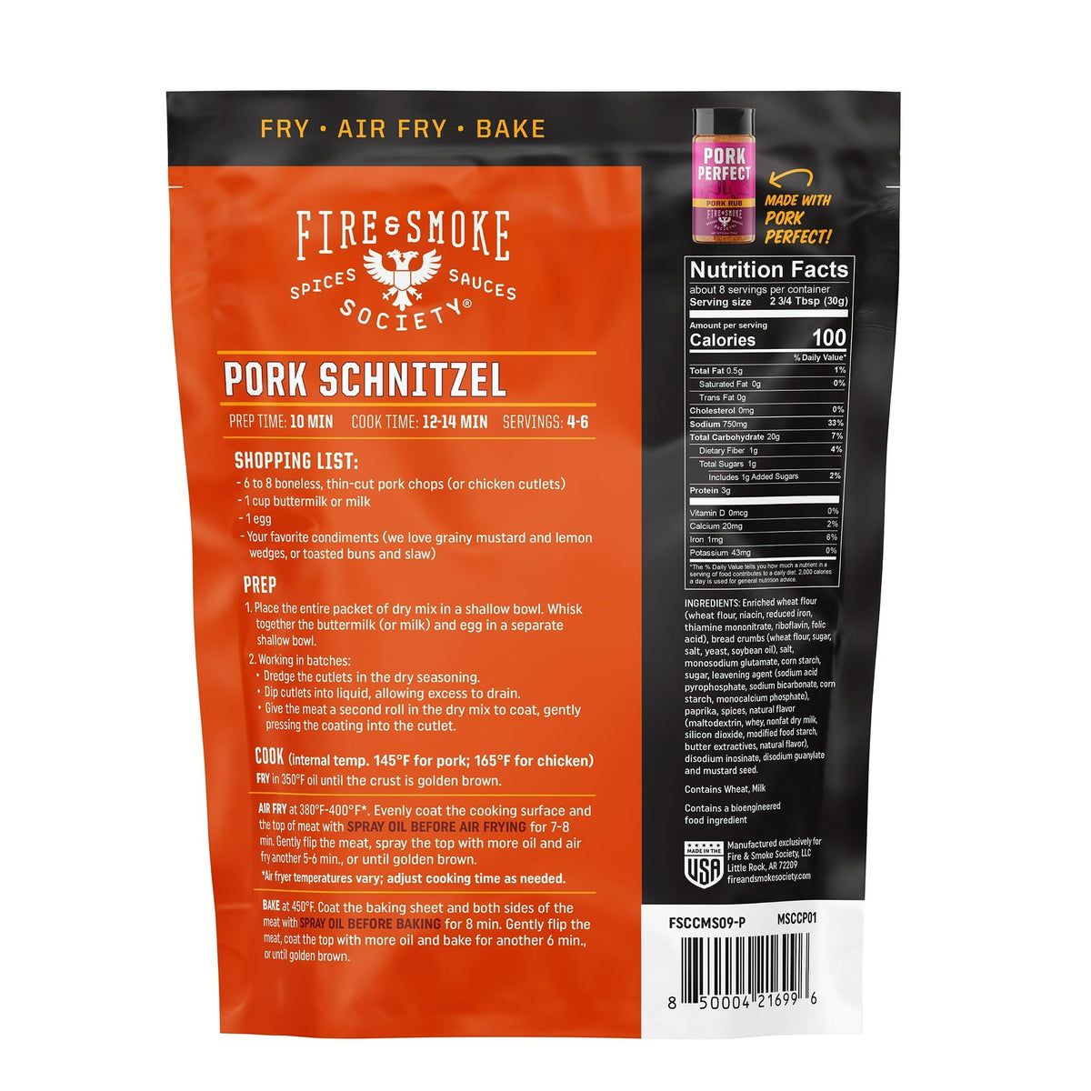 Fire & Smoke Society Mr. Schnitzel Crispy Coating Fry Mix, 9.5oz