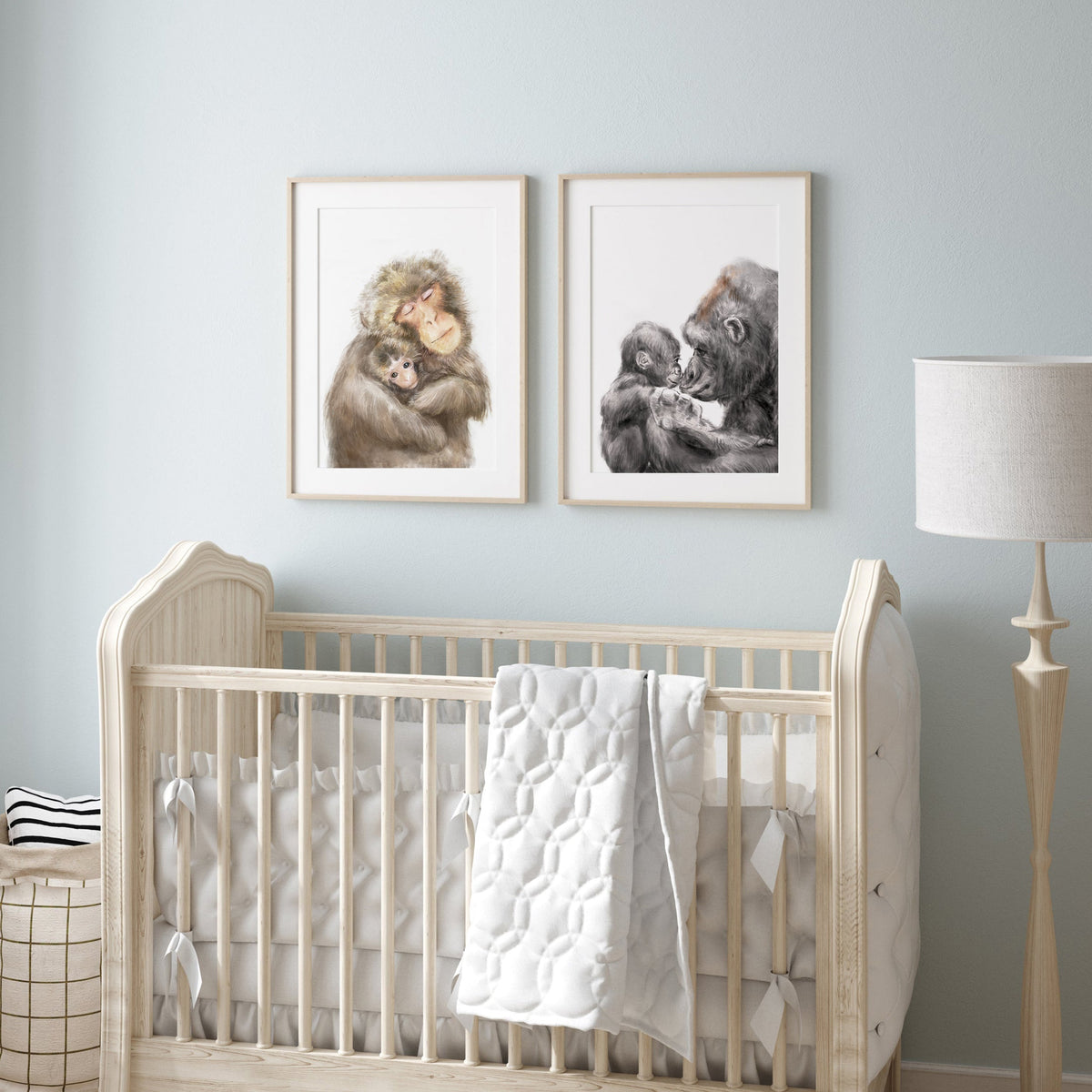 Baby Monkey and Mother Art Print