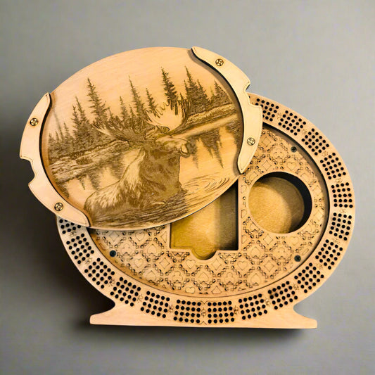Personalized 4-Track Cribbage Board – Handcrafted, Custom Engraved & Stand-Up Display